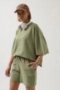 Oversize Lazer Kesim Bisiklet Yaka T-Shirt resmi